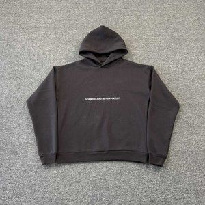 Kanye West Letter Print Simple Blue Long Sleeve Hoodie